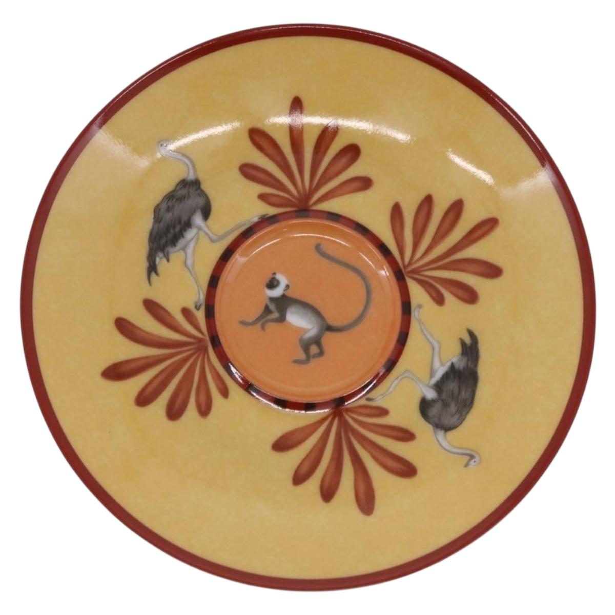 HERMES Cup and Saucer Set AFRICA Pottery Multicolor Auth am12499M
