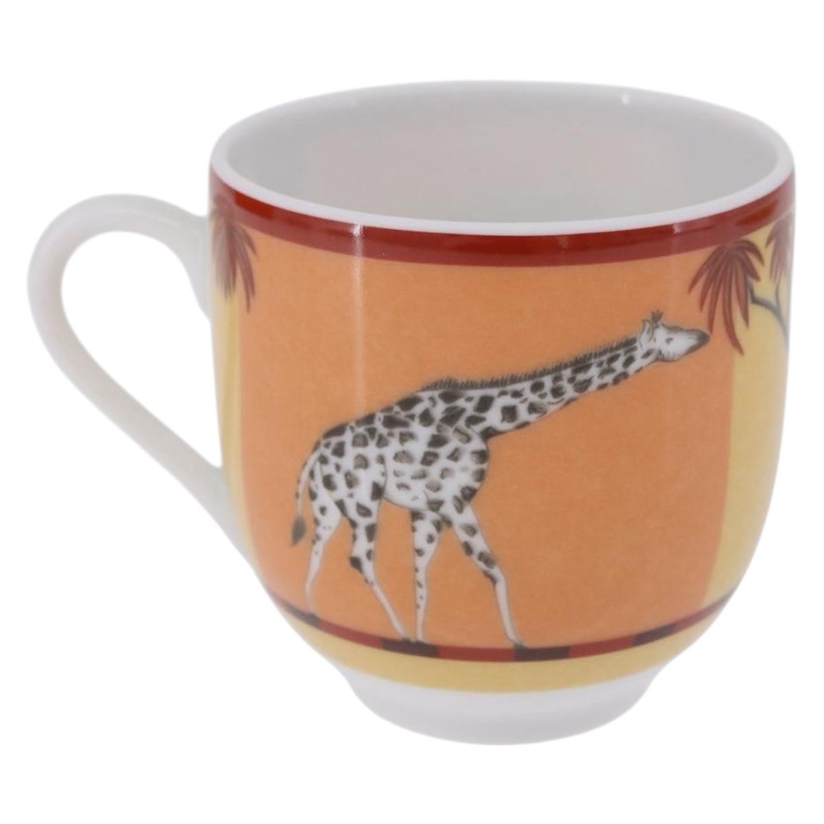 HERMES Cup and Saucer Set AFRICA Pottery Multicolor Auth am12499M