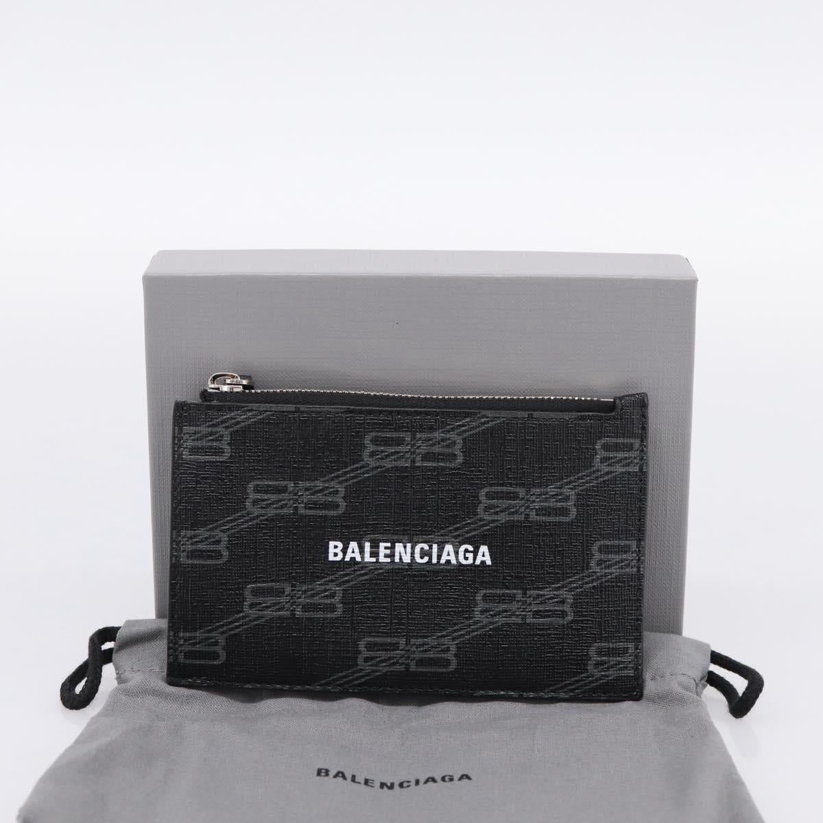 BALENCIAGA Fragment Case PVC Leather Black Silver 640535 Auth am12506M