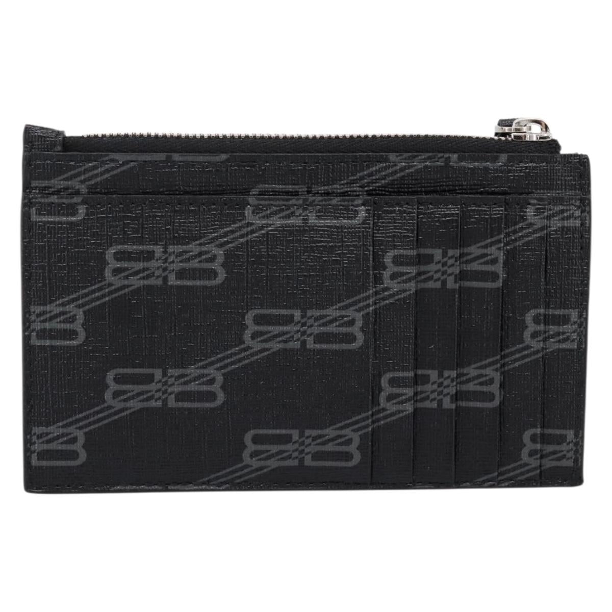 BALENCIAGA Fragment Case PVC Leather Black Silver 640535 Auth am12506M
