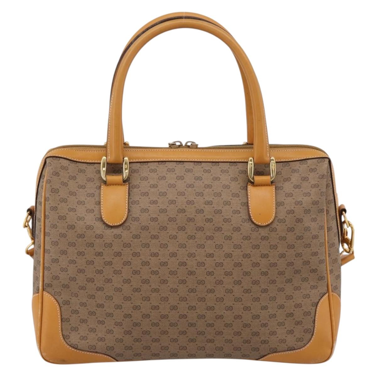 GUCCI Micro GG Supreme Bag PVC Leather 2way Beige Gold 002 25 0033 Auth am12515A