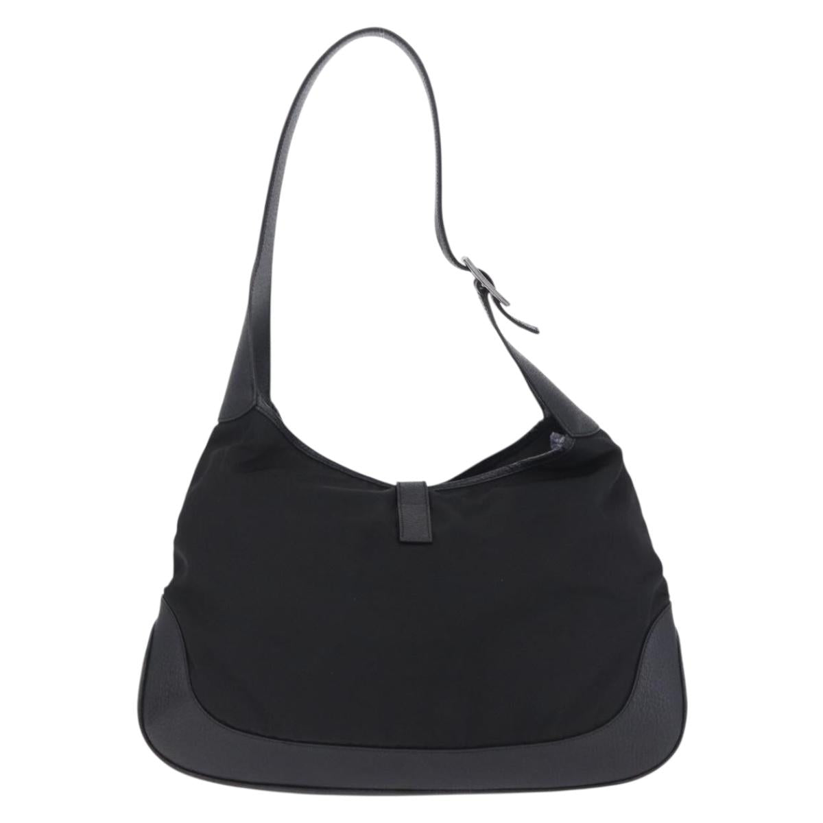 GUCCI Jackie Shoulder Bag Nylon Black Silver 001 3346 Auth am12516V