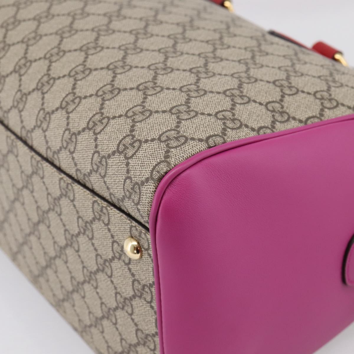 GUCCI GG Supreme Mini Boston Bag PVC 2way Beige Gold 409527 Auth am12519M