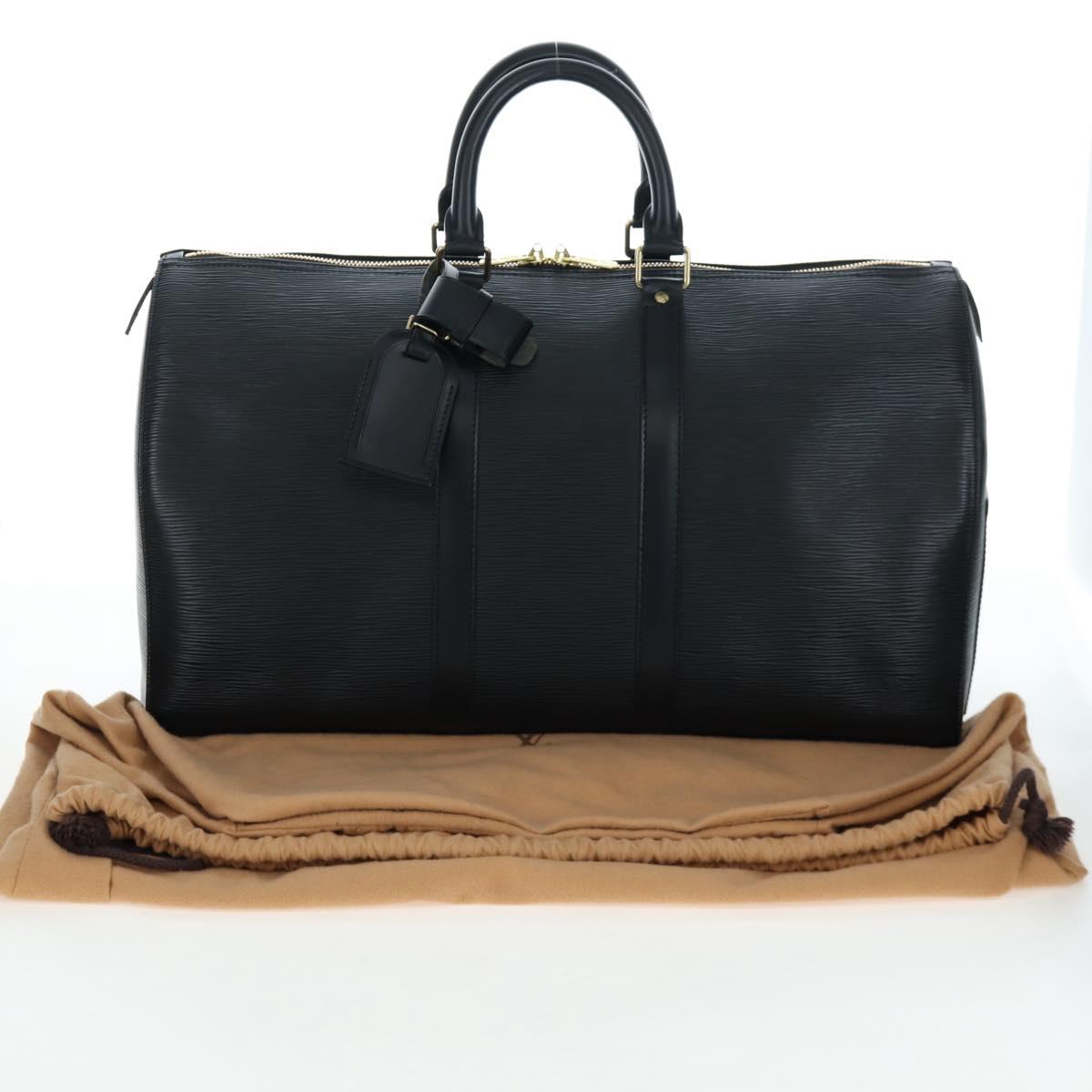 LOUIS VUITTON Epi Keepall 45 Boston Bag Black M42972 LV Auth am12520SAV