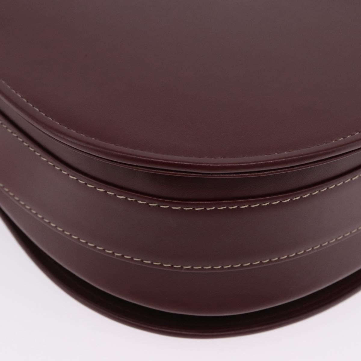CARTIER Must Line Shoulder Bag Leather Bordeaux Gold Auth am12521V