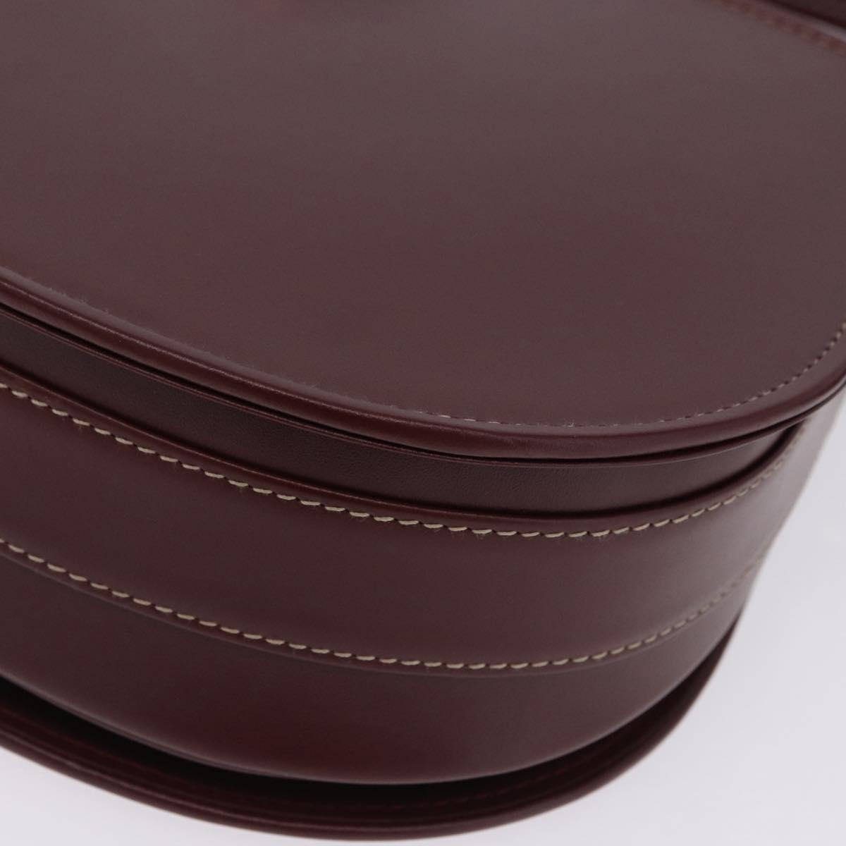 CARTIER Must Line Shoulder Bag Leather Bordeaux Gold Auth am12521V