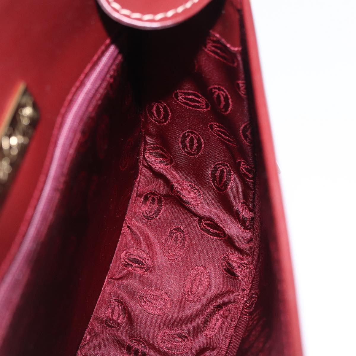 CARTIER Must Line Shoulder Bag Leather Bordeaux Gold Auth am12521V