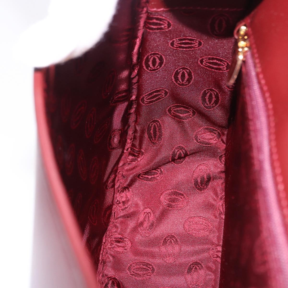 CARTIER Must Line Shoulder Bag Leather Bordeaux Gold Auth am12521V