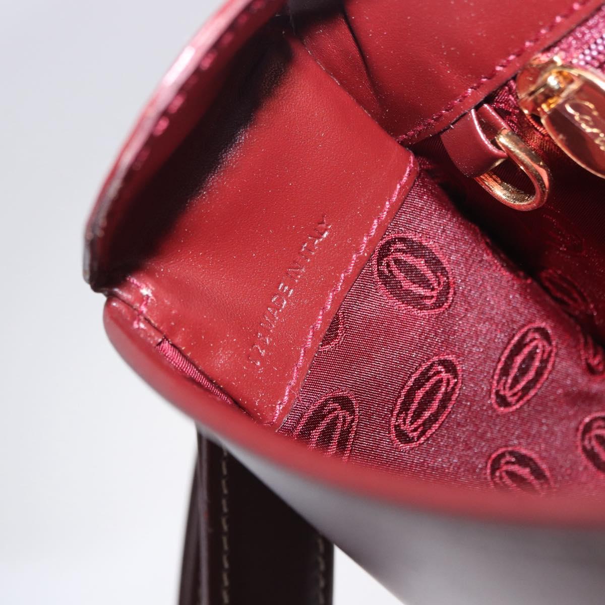 CARTIER Must Line Shoulder Bag Leather Bordeaux Gold Auth am12521V