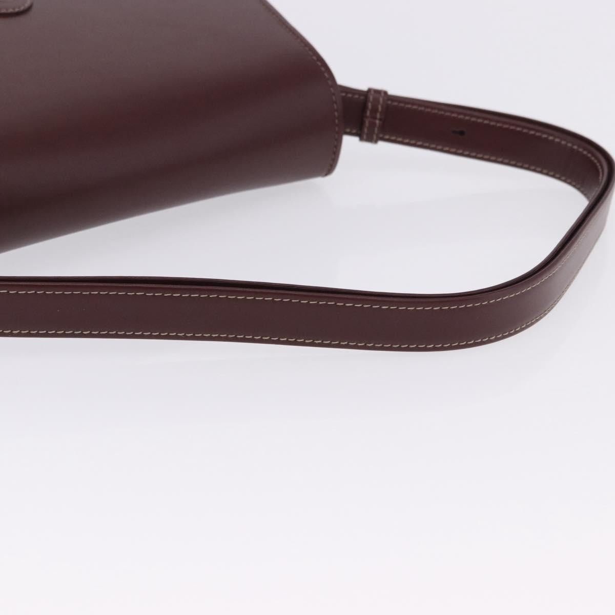 CARTIER Must Line Shoulder Bag Leather Bordeaux Gold Auth am12521V