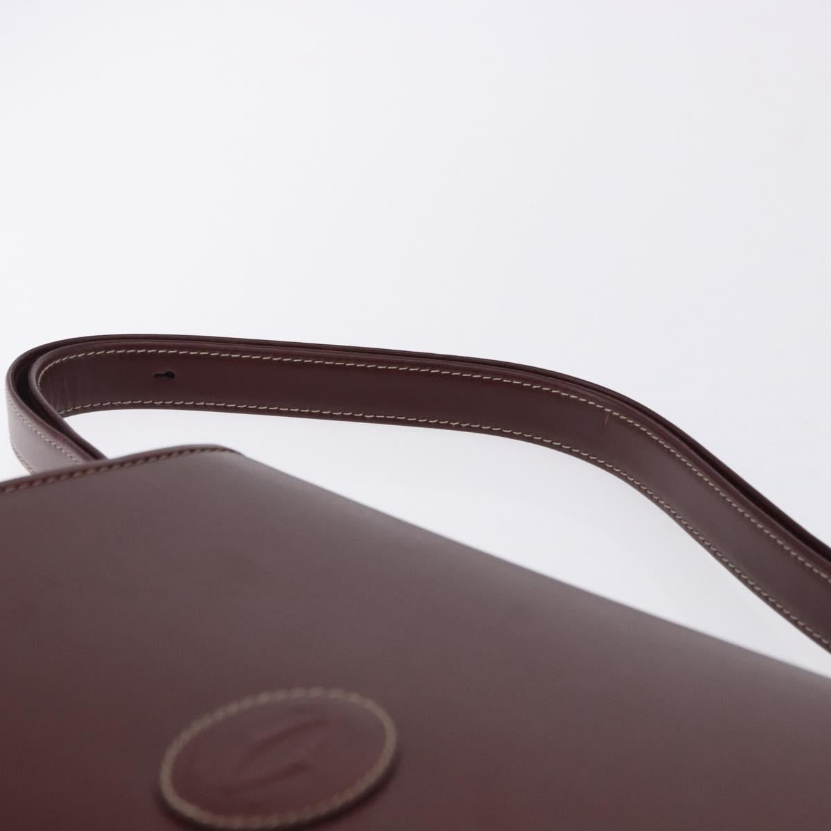 CARTIER Must Line Shoulder Bag Leather Bordeaux Gold Auth am12521V