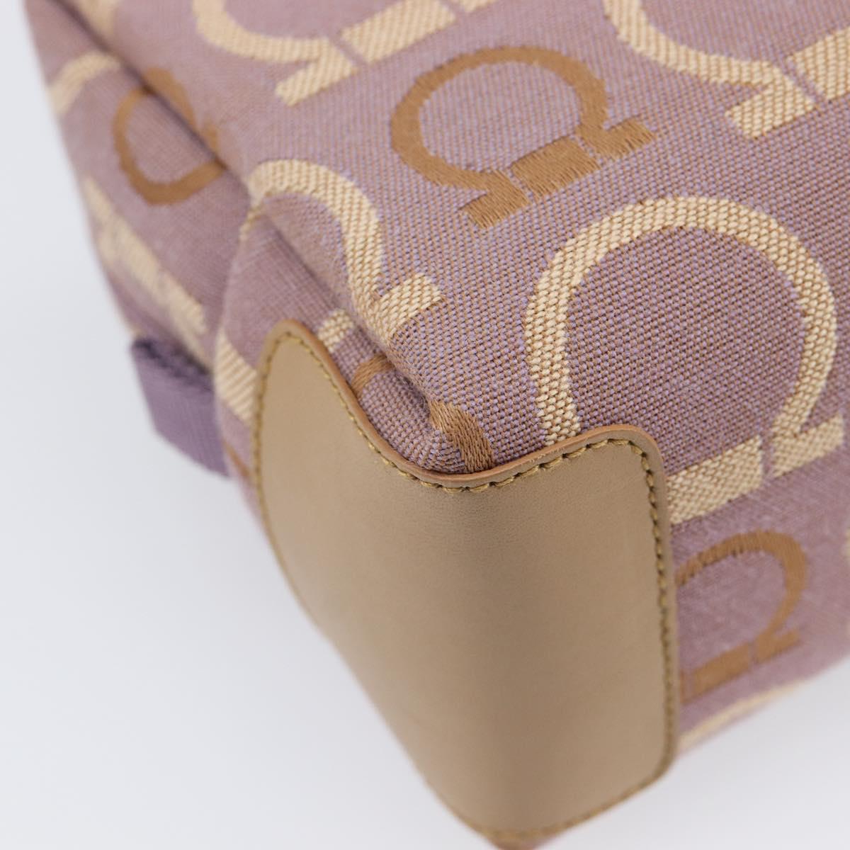 Salvatore Ferragamo Gancini Pouch Canvas Purple Gold Auth am12525V