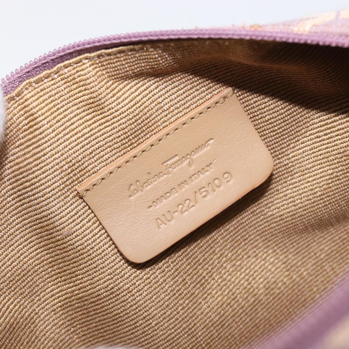 Salvatore Ferragamo Gancini Pouch Canvas Purple Gold Auth am12525V