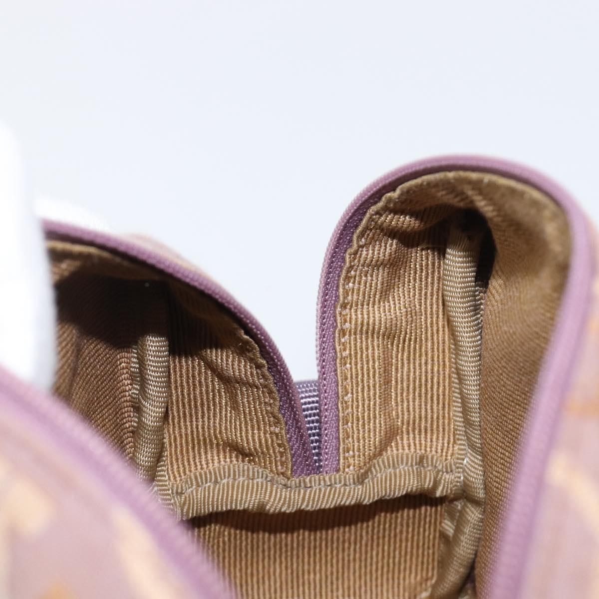 Salvatore Ferragamo Gancini Pouch Canvas Purple Gold Auth am12525V