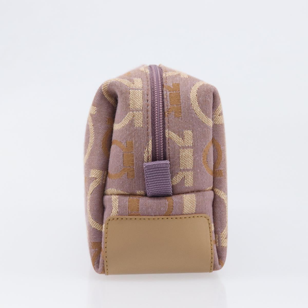 Salvatore Ferragamo Gancini Pouch Canvas Purple Gold Auth am12525V