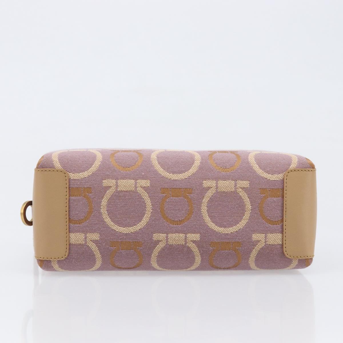 Salvatore Ferragamo Gancini Pouch Canvas Purple Gold Auth am12525V
