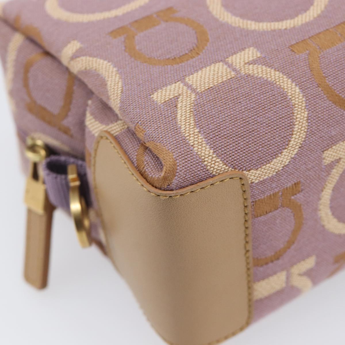 Salvatore Ferragamo Gancini Pouch Canvas Purple Gold Auth am12525V