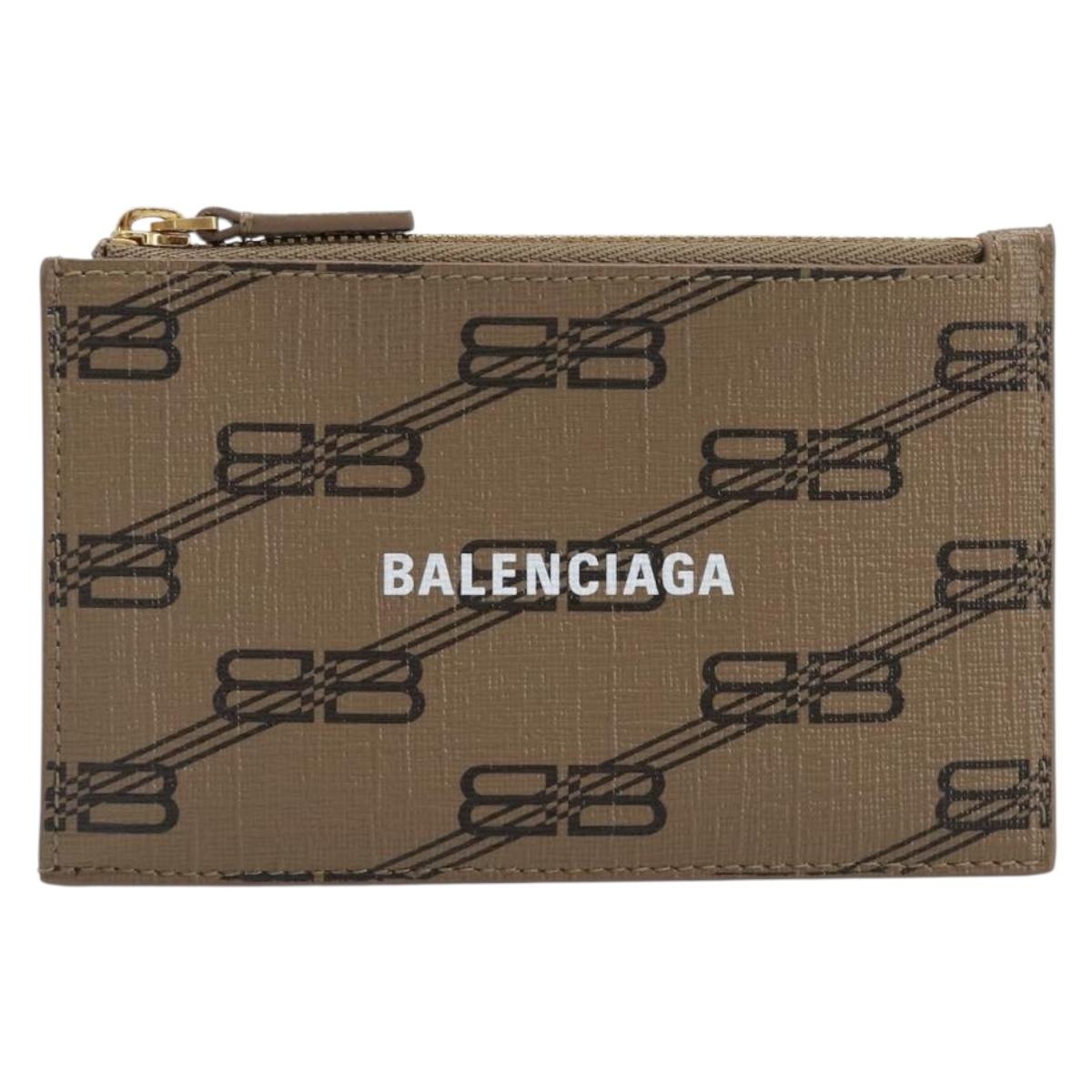 BALENCIAGA Fragment Case Card Case PVC Beige Gold 640535 Auth am12526M