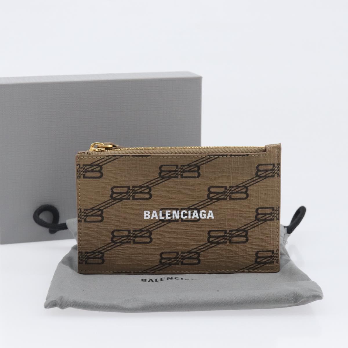 BALENCIAGA Fragment Case Card Case PVC Beige Gold 640535 Auth am12526M