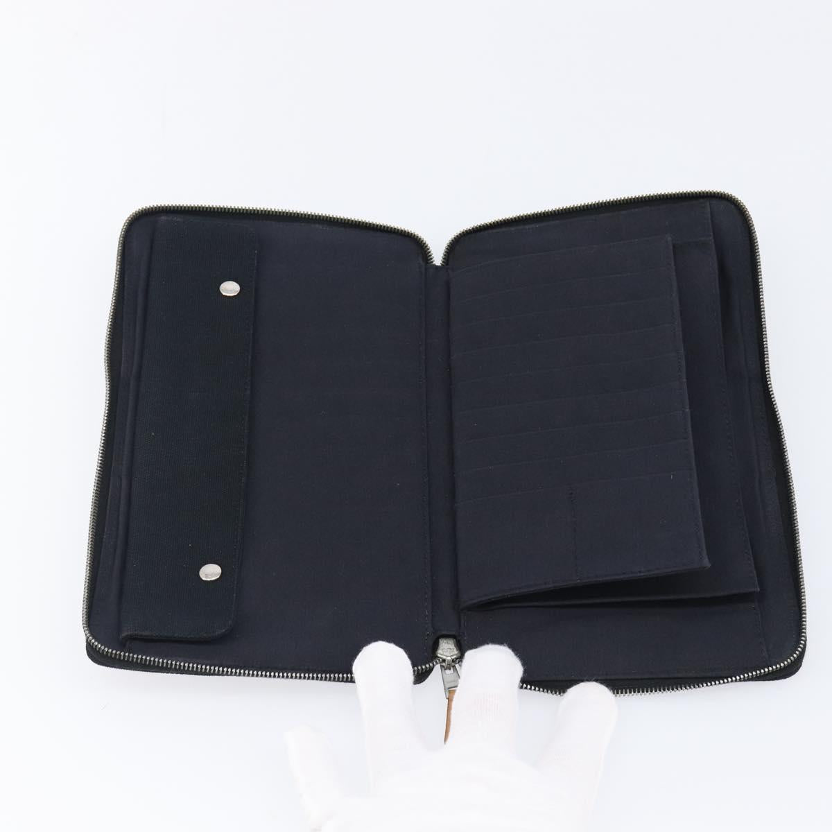 HERMES Fourre Tout Perth Wallet Cotton Black Silver Auth am12528A