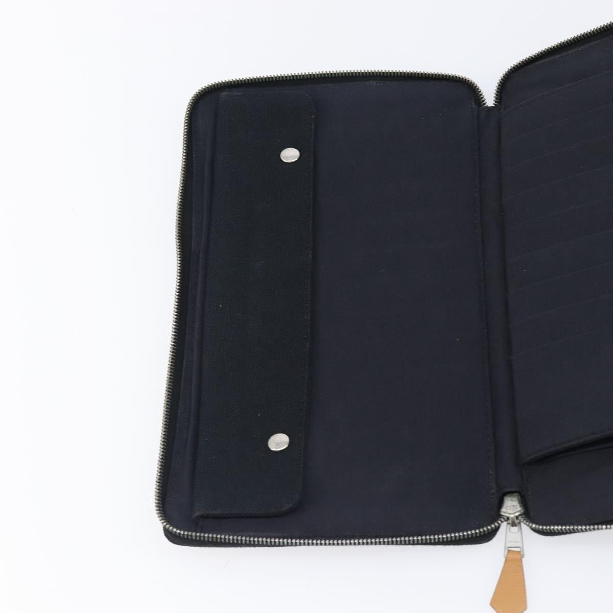 HERMES Fourre Tout Perth Wallet Cotton Black Silver Auth am12528A