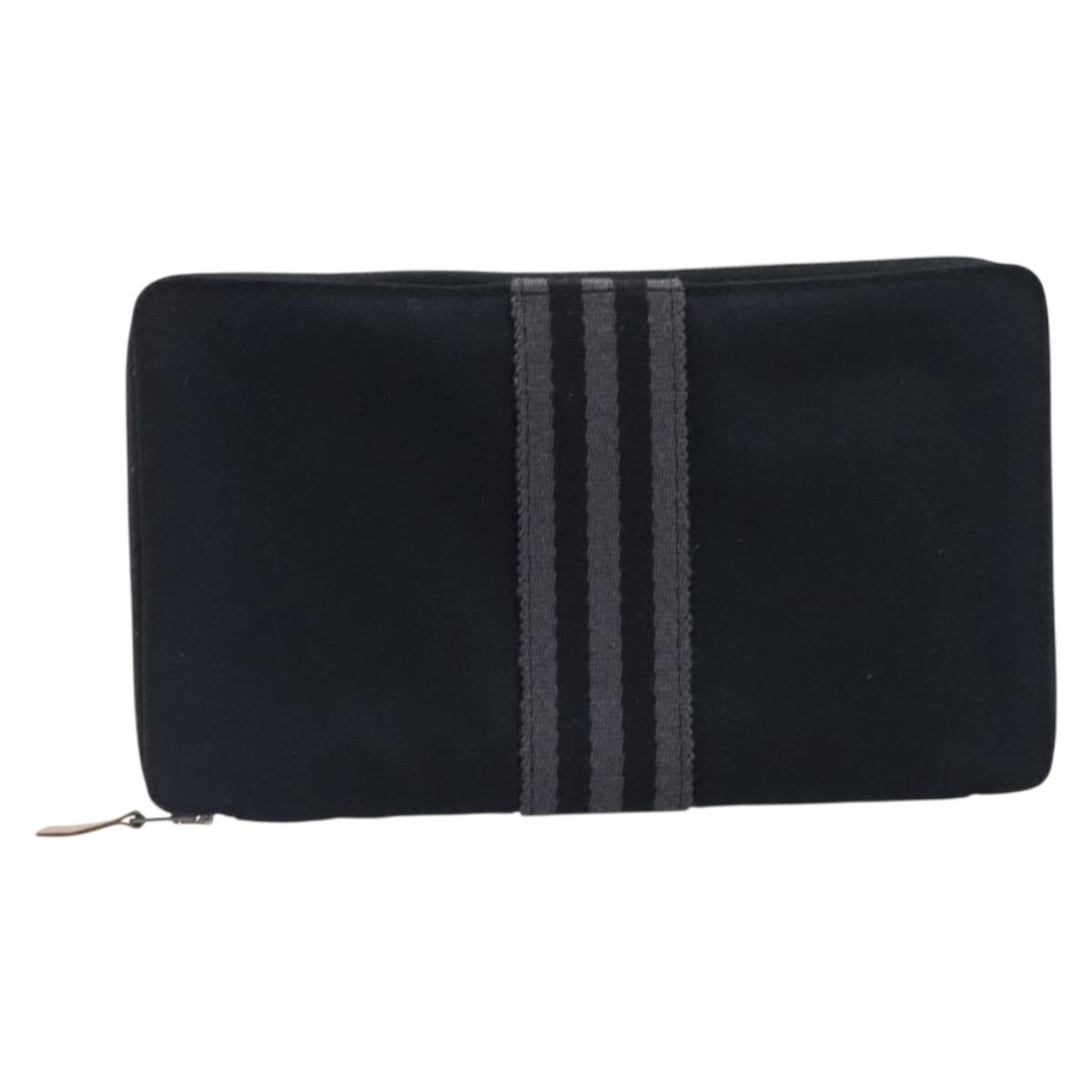 HERMES Fourre Tout Perth Wallet Cotton Black Silver Auth am12528A