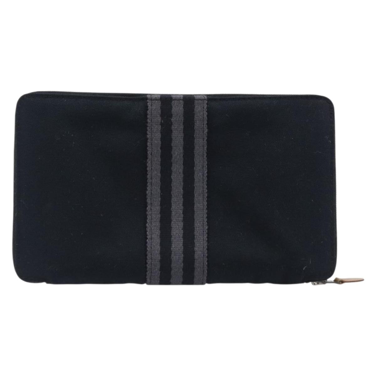 HERMES Fourre Tout Perth Wallet Cotton Black Silver Auth am12528A