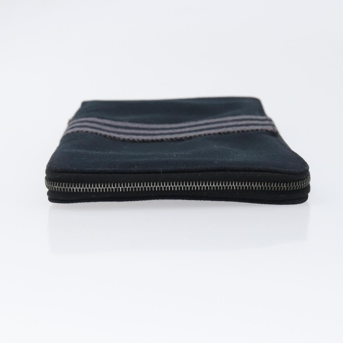 HERMES Fourre Tout Perth Wallet Cotton Black Silver Auth am12528A