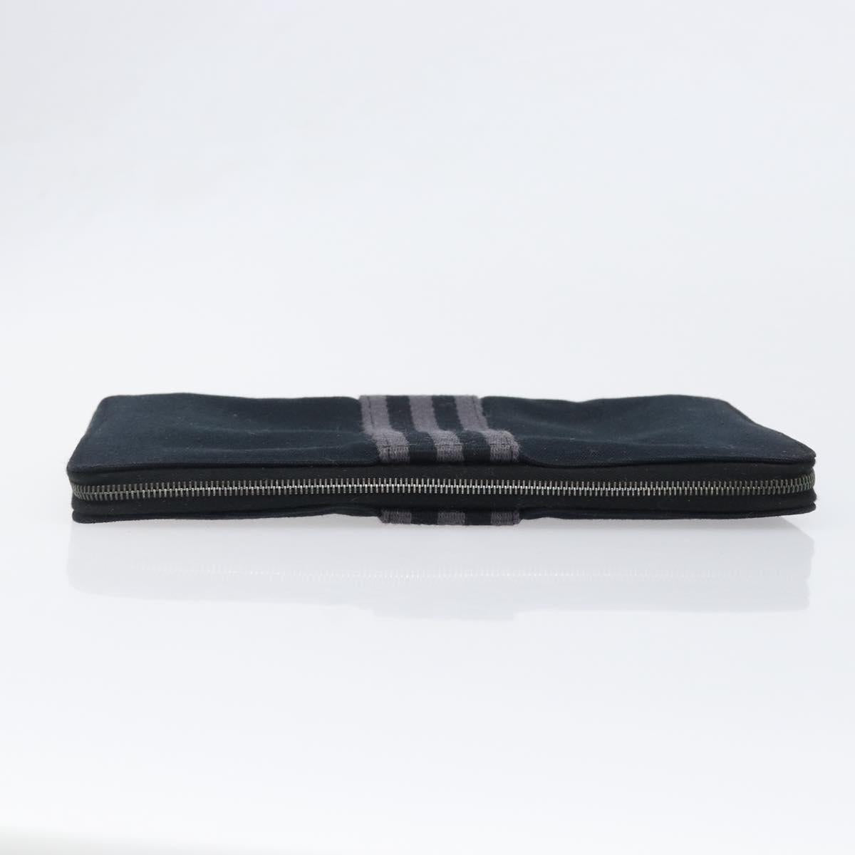 HERMES Fourre Tout Perth Wallet Cotton Black Silver Auth am12528A