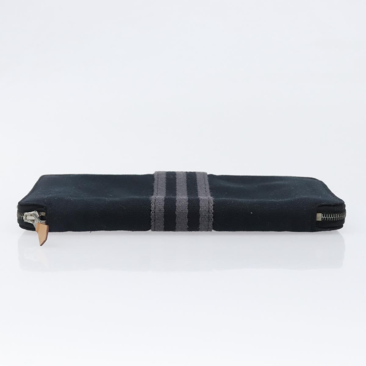 HERMES Fourre Tout Perth Wallet Cotton Black Silver Auth am12528A