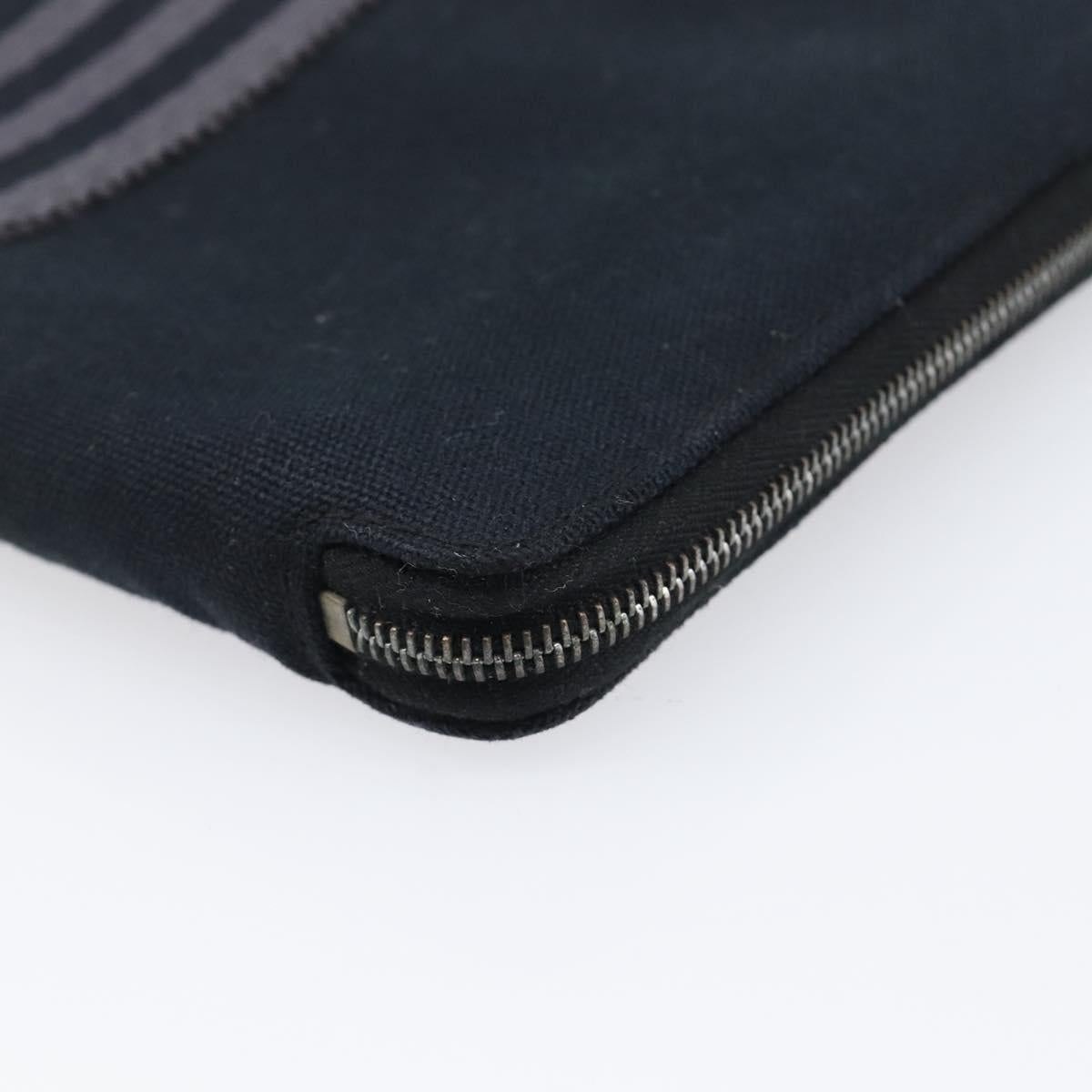 HERMES Fourre Tout Perth Wallet Cotton Black Silver Auth am12528A