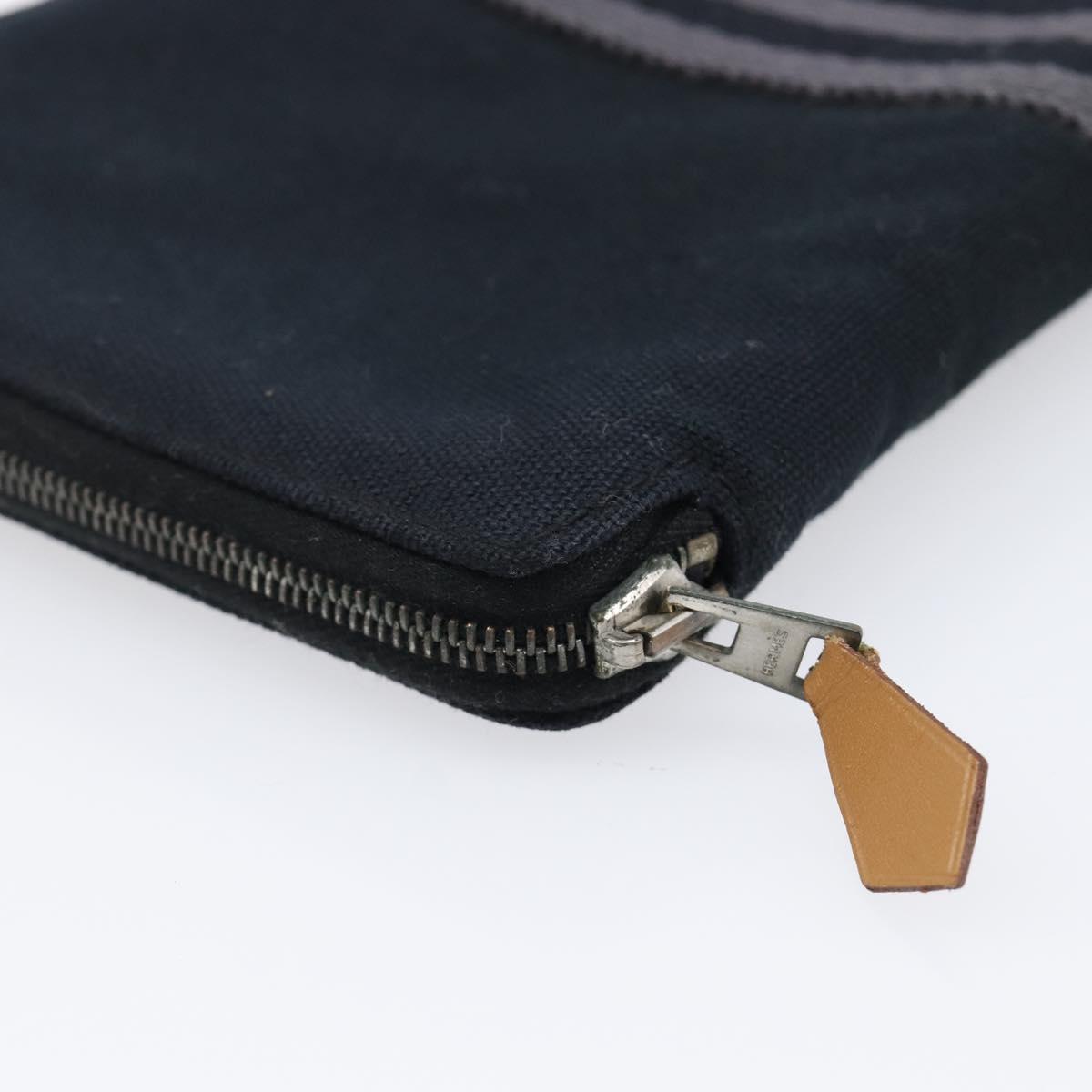 HERMES Fourre Tout Perth Wallet Cotton Black Silver Auth am12528A