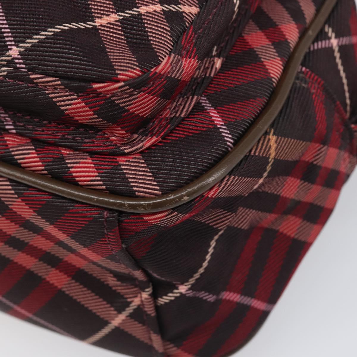 BURBERRY Nova Check Blue Label Shoulder Bag Nylon Bordeaux Silver Auth am12529A
