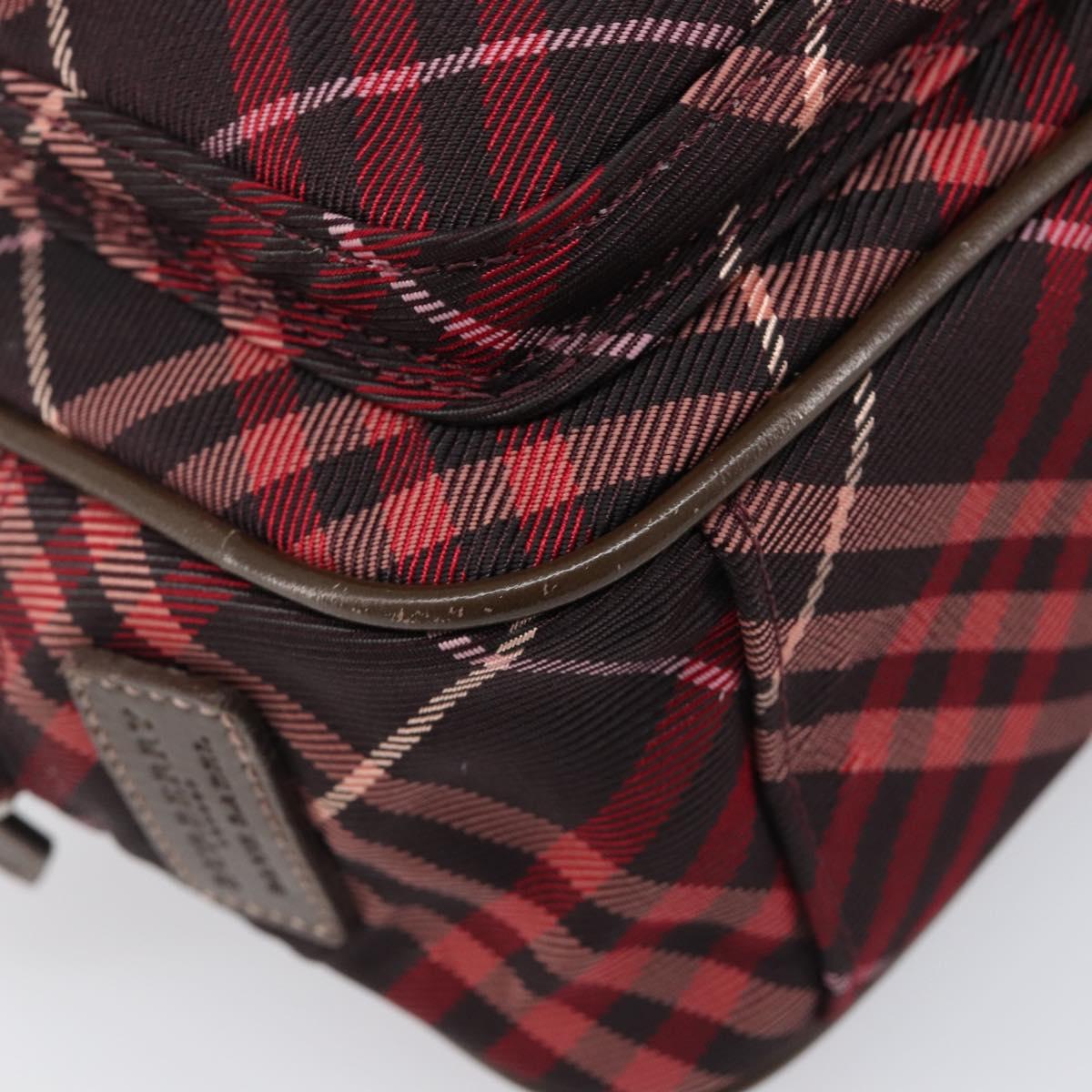 BURBERRY Nova Check Blue Label Shoulder Bag Nylon Bordeaux Silver Auth am12529A