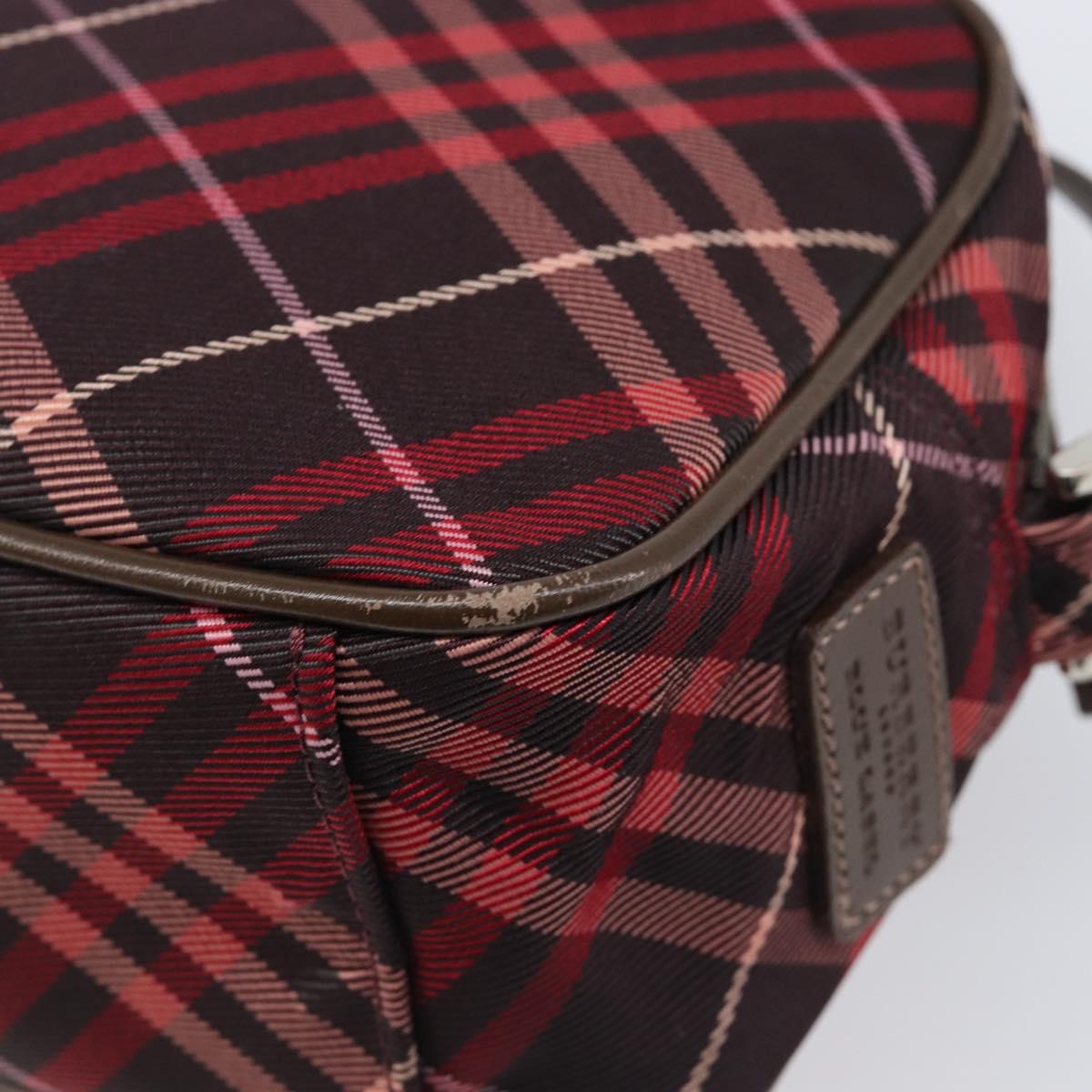 BURBERRY Nova Check Blue Label Shoulder Bag Nylon Bordeaux Silver Auth am12529A