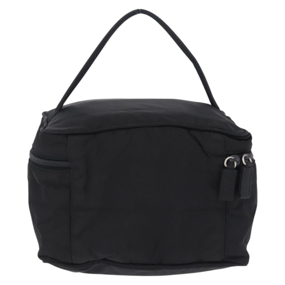 PRADA Vanity Hand Bag Nylon Black Silver 1N0715 Auth am12531A