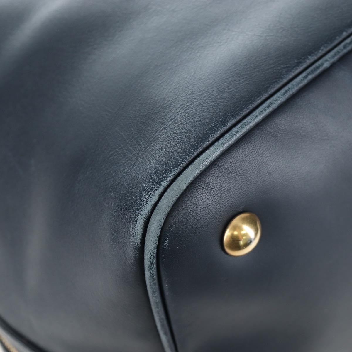 SAINT LAURENT Emmanuel Shoulder Bag Leather 2way Navy Gold Auth am12532A
