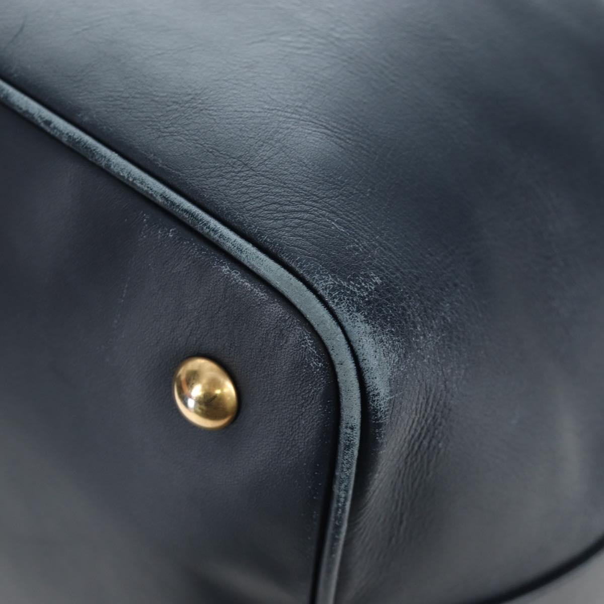 SAINT LAURENT Emmanuel Shoulder Bag Leather 2way Navy Gold Auth am12532A