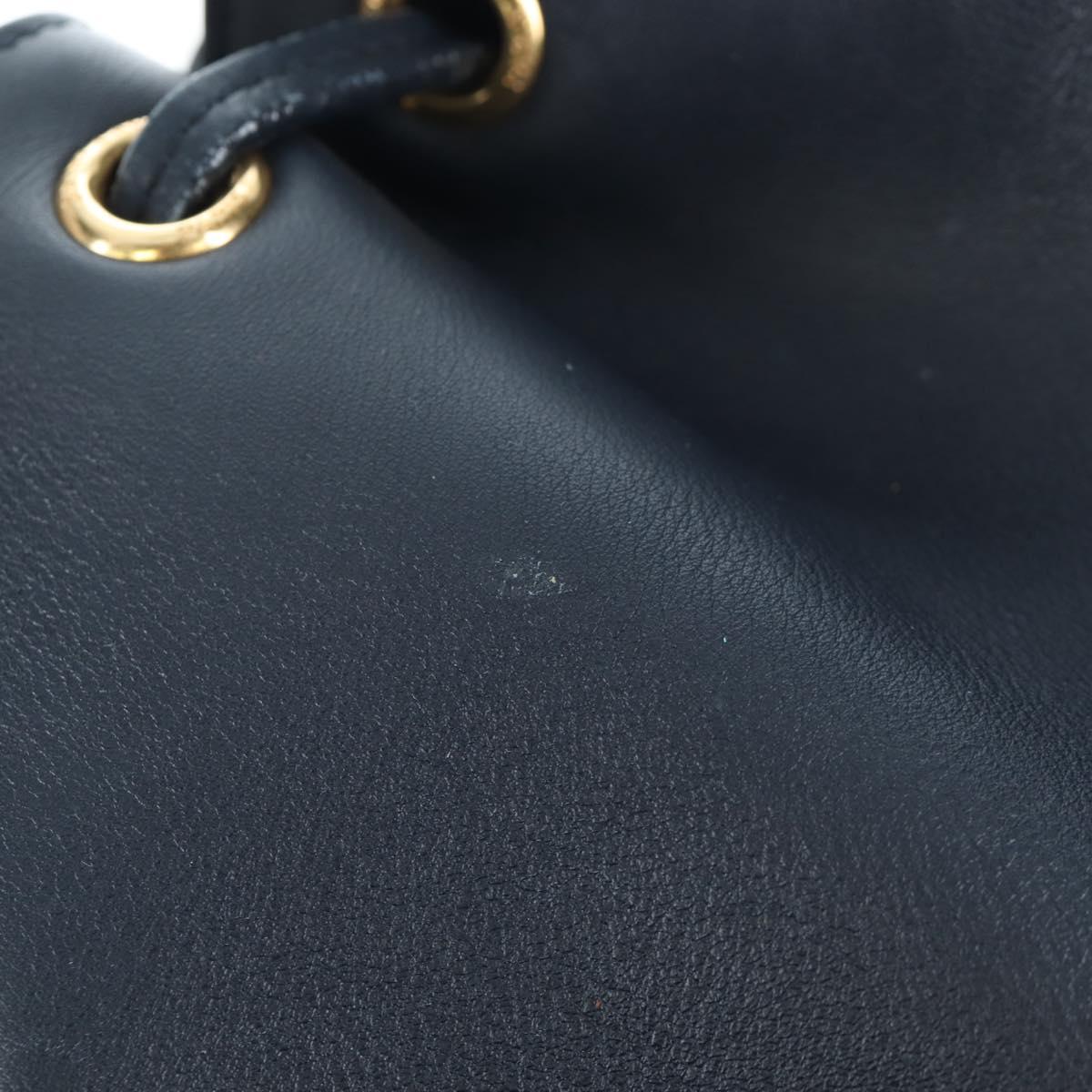 SAINT LAURENT Emmanuel Shoulder Bag Leather 2way Navy Gold Auth am12532A
