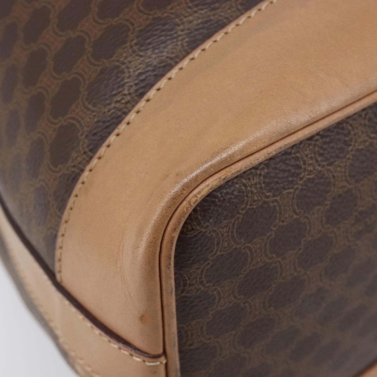 CELINE Macadam Canvas Purse Shoulder Bag PVC Leather Brown Gold Auth am12534A
