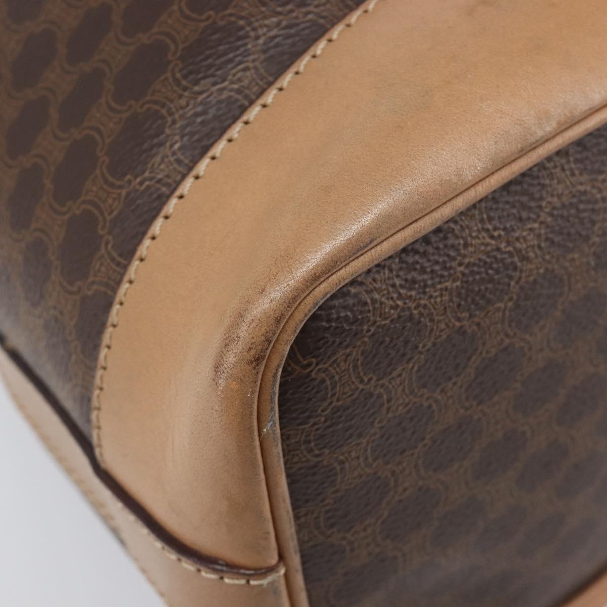 CELINE Macadam Canvas Purse Shoulder Bag PVC Leather Brown Gold Auth am12534A