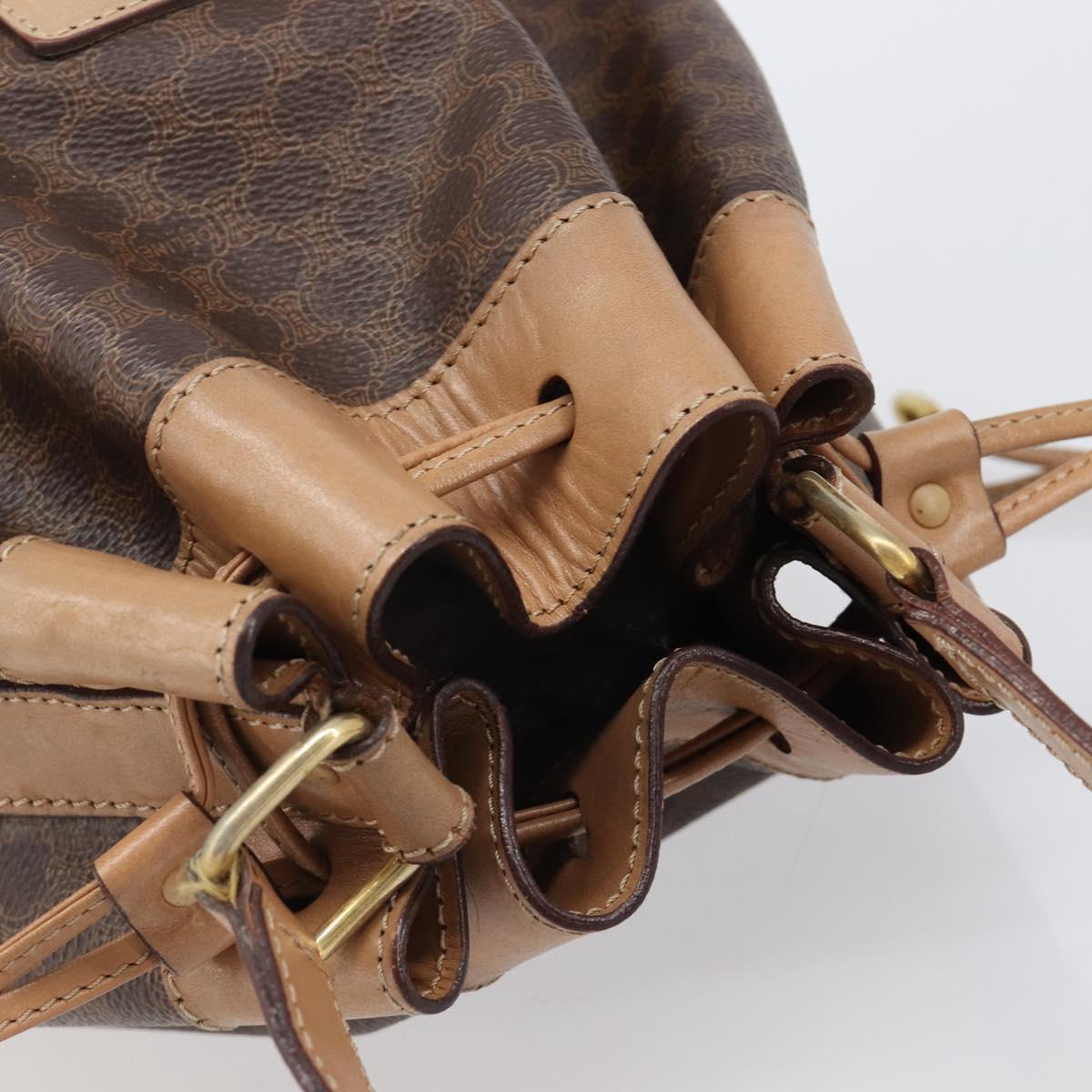 CELINE Macadam Canvas Purse Shoulder Bag PVC Leather Brown Gold Auth am12534A