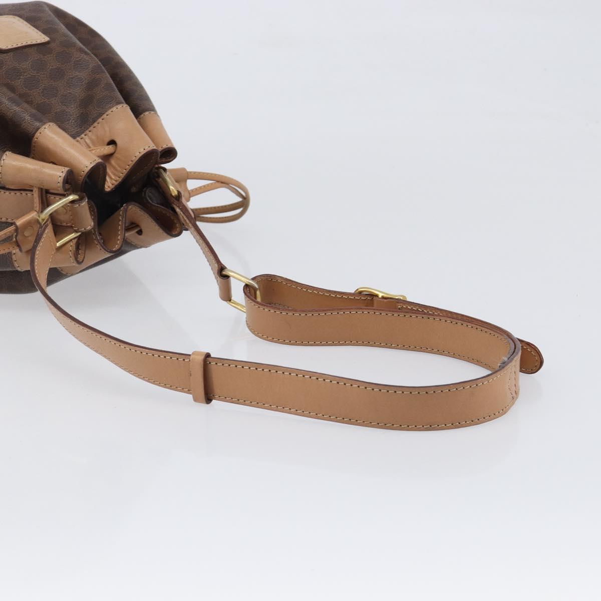 CELINE Macadam Canvas Purse Shoulder Bag PVC Leather Brown Gold Auth am12534A