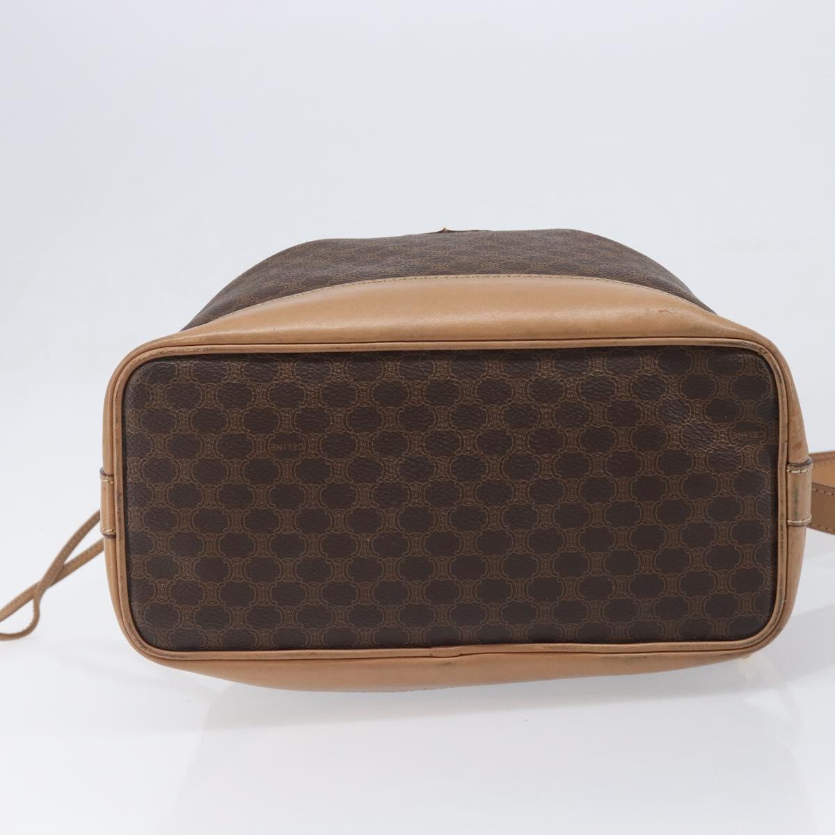 CELINE Macadam Canvas Purse Shoulder Bag PVC Leather Brown Gold Auth am12534A