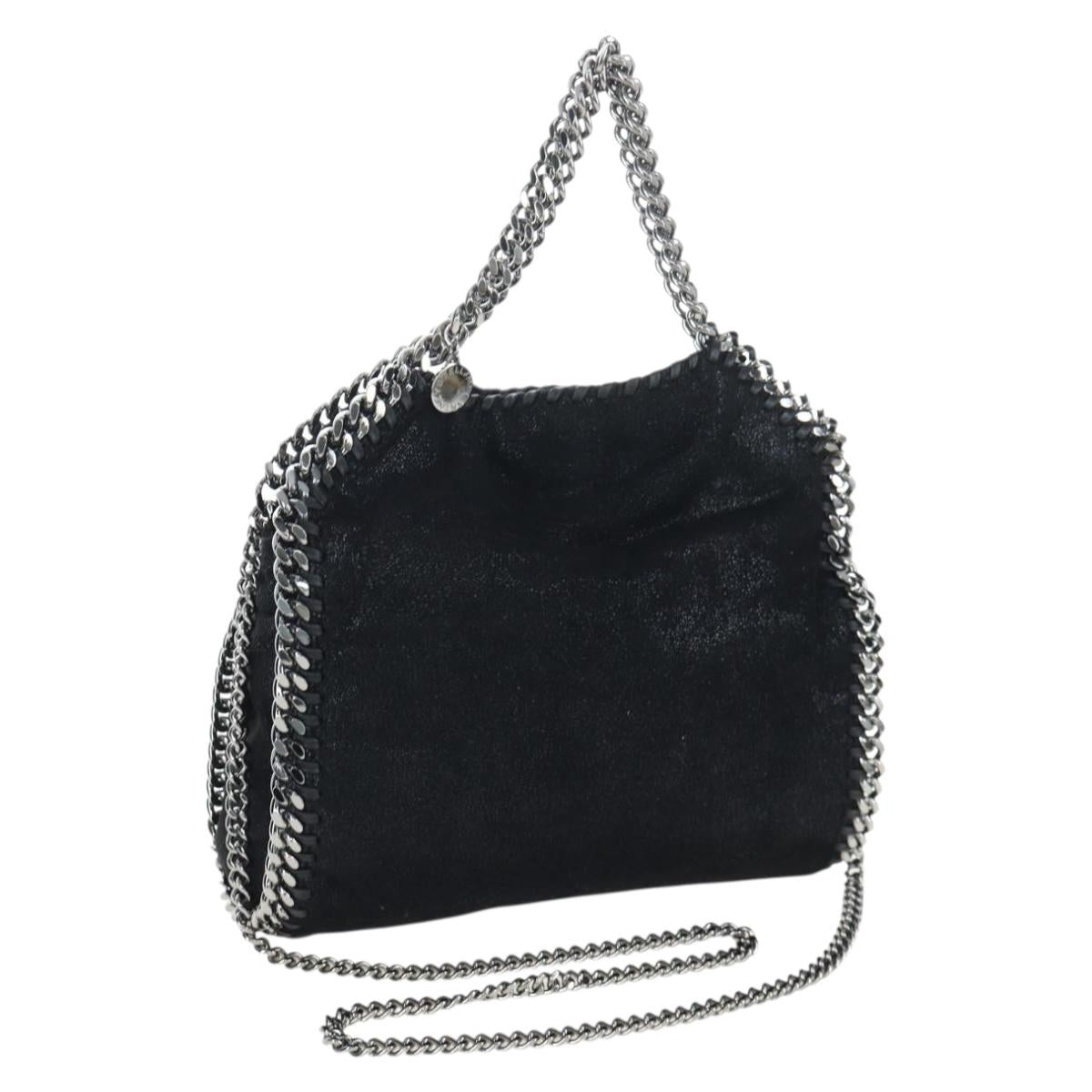 Stella MacCartney Chain Falabella Bag Suede Black Silver 371223 Auth am12535V
