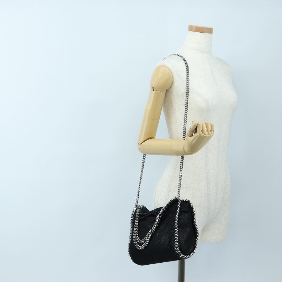 Stella MacCartney Chain Falabella Bag Suede Black Silver 371223 Auth am12535V