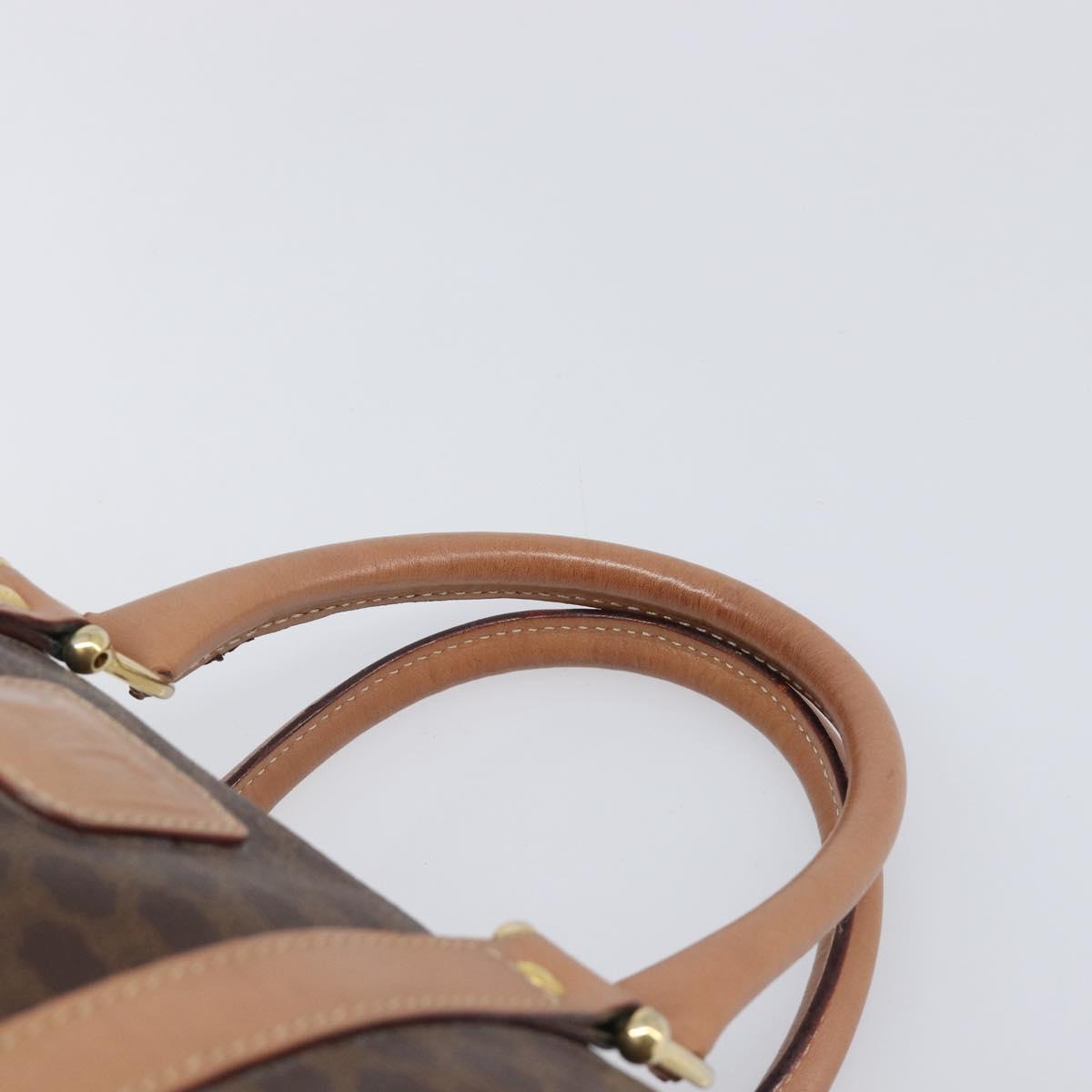 CELINE Macadam Canvas mini Boston Bag PVC Leather Brown Gold Auth am12536A