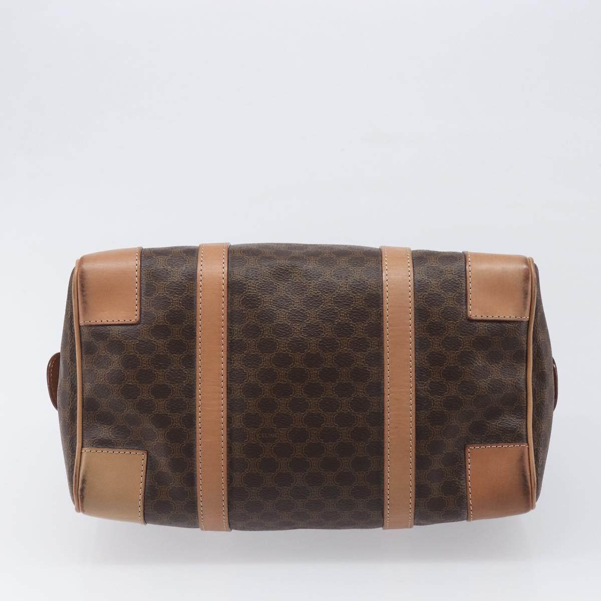 CELINE Macadam Canvas mini Boston Bag PVC Leather Brown Gold Auth am12536A