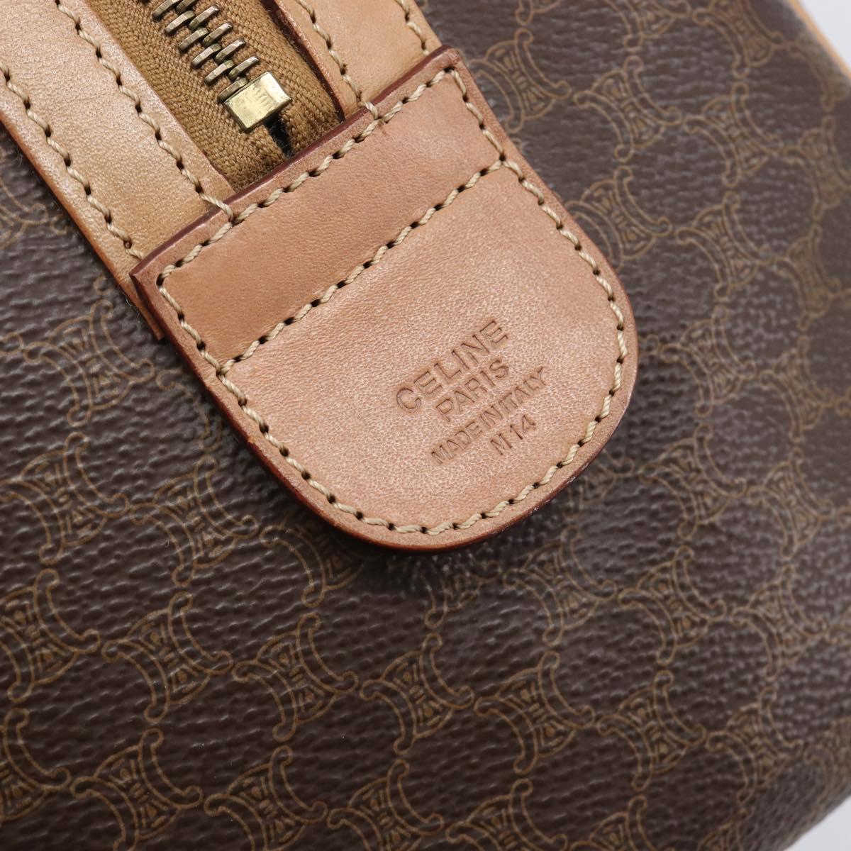 CELINE Macadam Canvas mini Boston Bag PVC Leather Brown Gold Auth am12536A