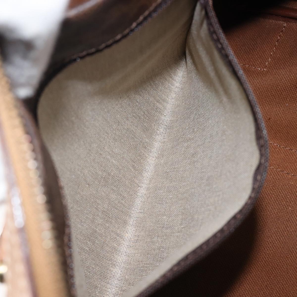 CELINE Macadam Canvas mini Boston Bag PVC Leather Brown Gold Auth am12536A